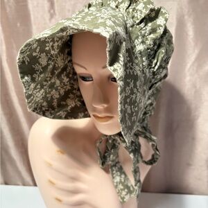 Vtg Hat Prairie Country Hat Bonnet Spring Tiny Flowers Homemade Cottagecore
